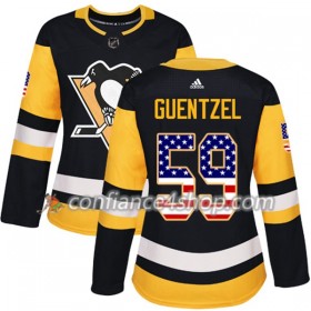 Adidas Maillot de Hockey Pittsburgh Penguins Jake Guentzel 59 2017-2018 Noir USA Flag Fashion Authentic - Femme